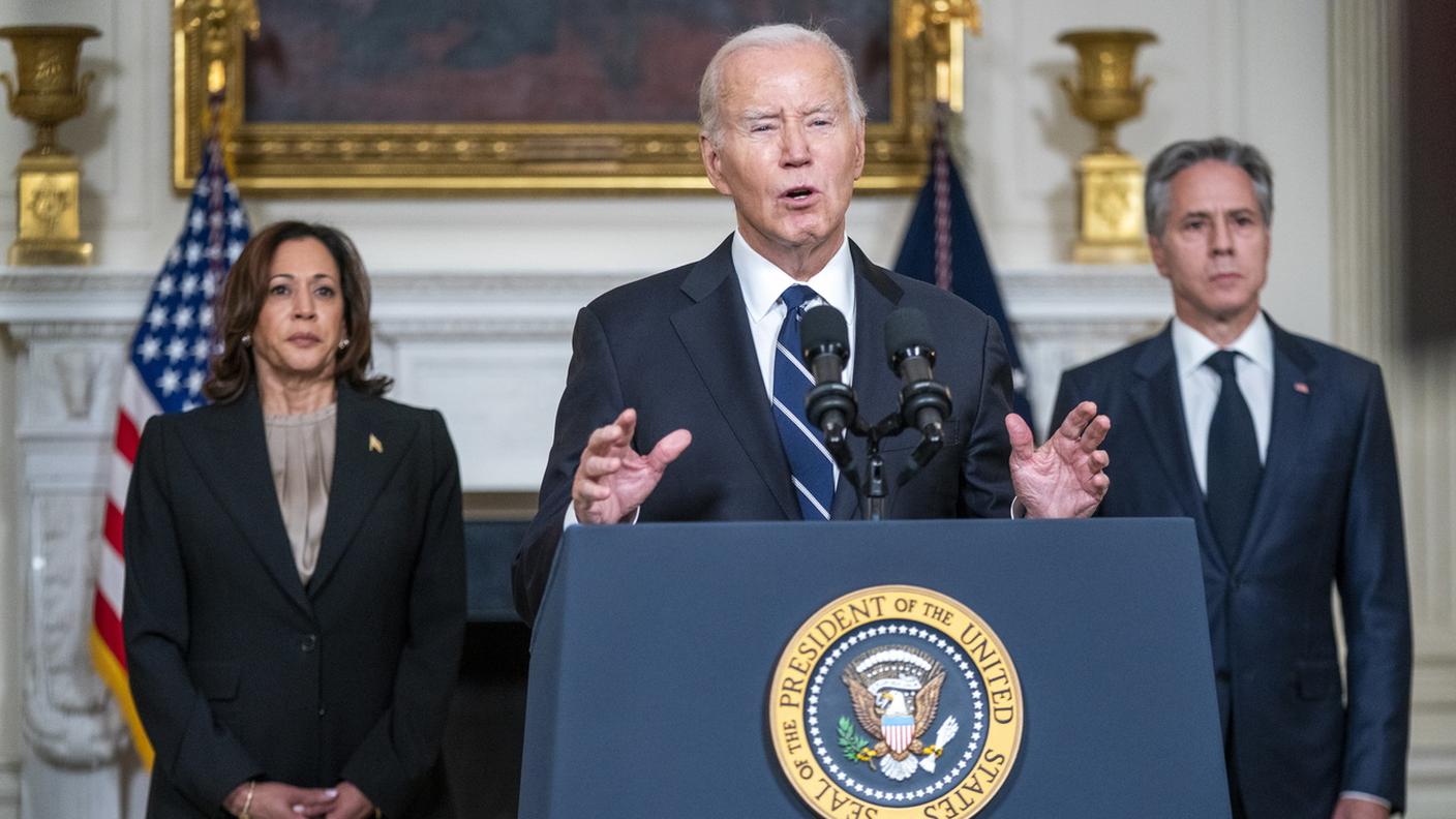 Il presidente USA Joe Biden con la vice-presidente Kamala Harris e il segretario di Stato Antony Blinken 