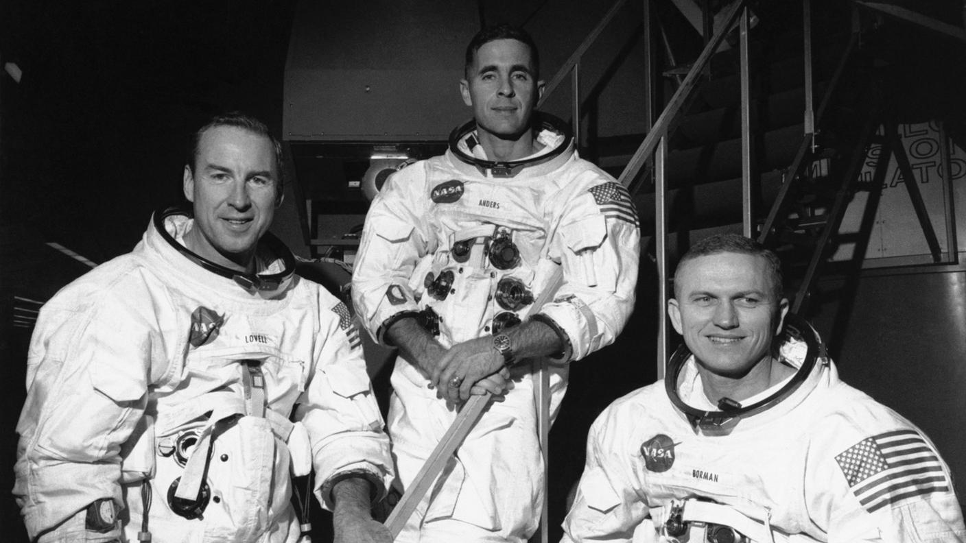 (da sinistra): James Lovell, William Anders, e Frank Borman il 18 dicembre 1968