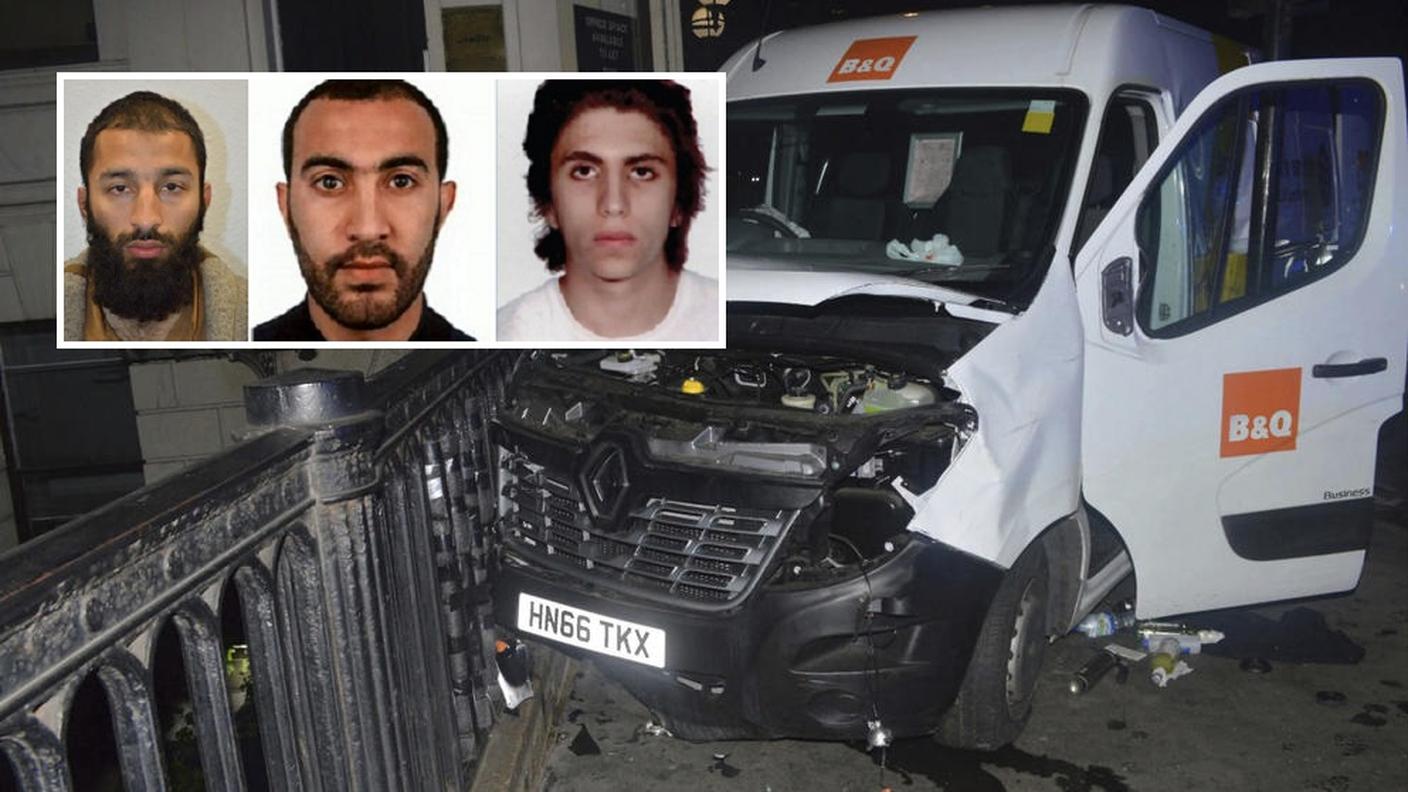 Il furgone usato e i tre autori uccisi dalla polizia