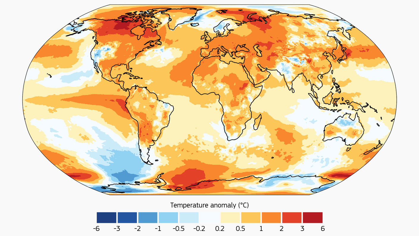 Le anomalie della temperatura registrate nel 2023 dal servizio Copernicus