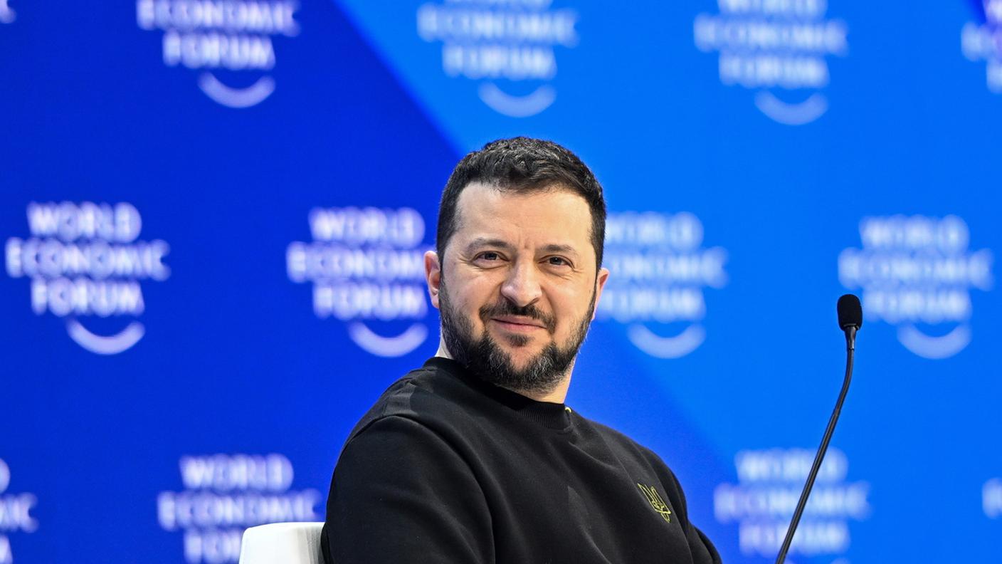 Il presidente ucraino Zelensky in un'immagine scattata martedî a Davos