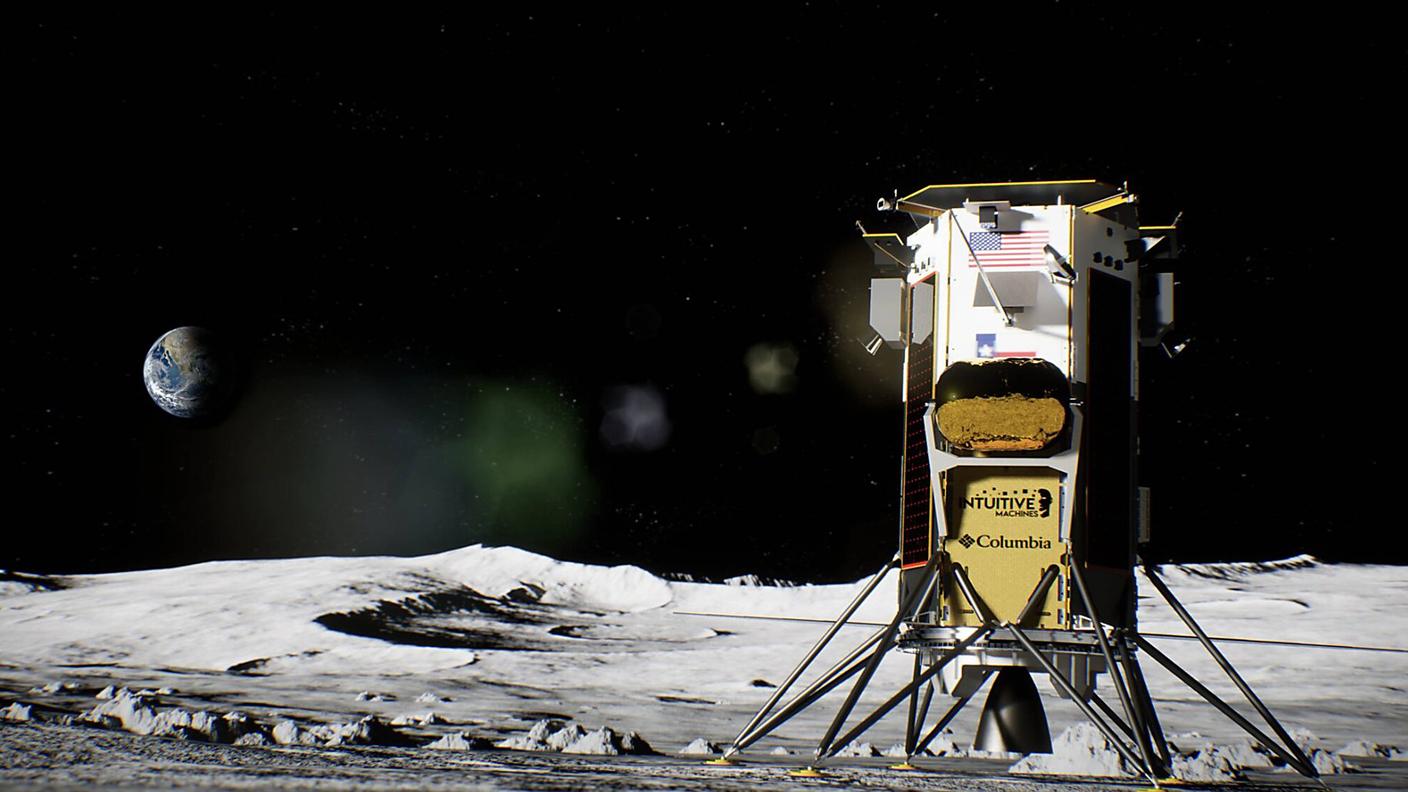 Un'illustrazione grafica del lander sulla Luna