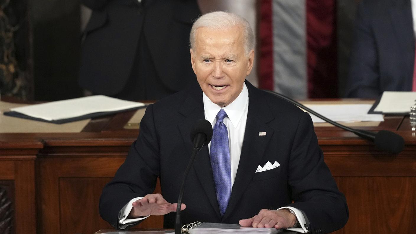 Joe Biden durante il suo discorso di giovedì sera sullo Stato dell'Unione