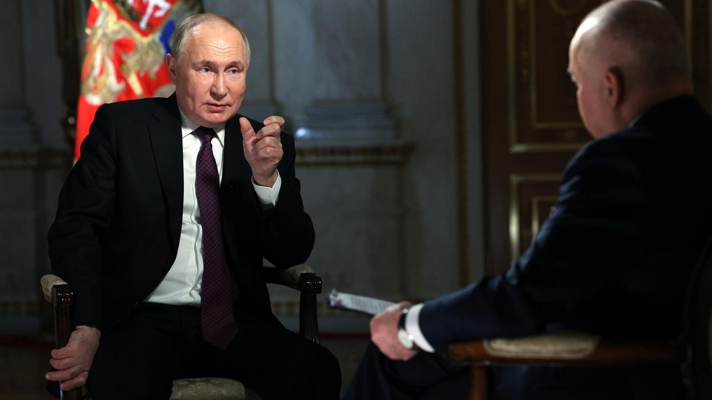 Vladimir Putin nel corso dell'intervista
