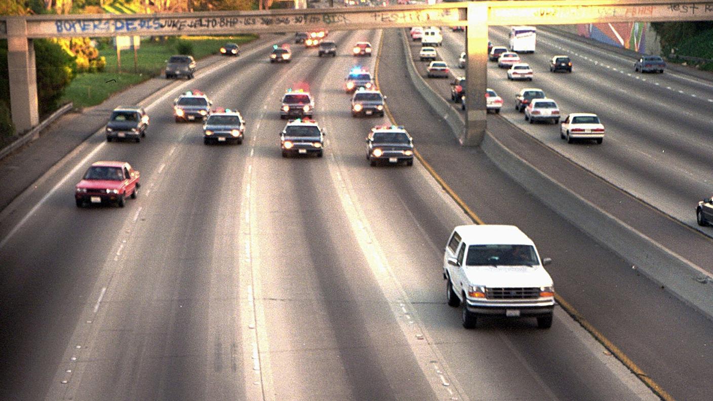 Un'immagine dell'inseguimento in autostrada nel 1994