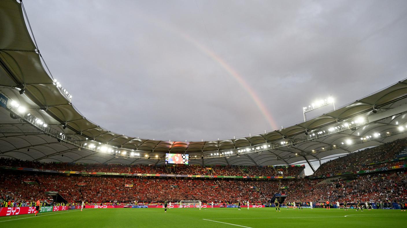 Una partita degli Europei allo stadio di Stoccard