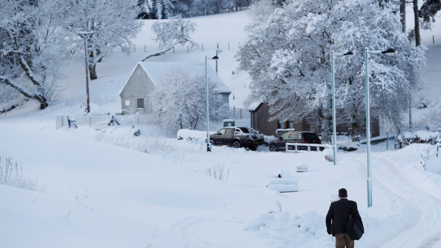 Paesaggio innevato a Leadhills in Scozia