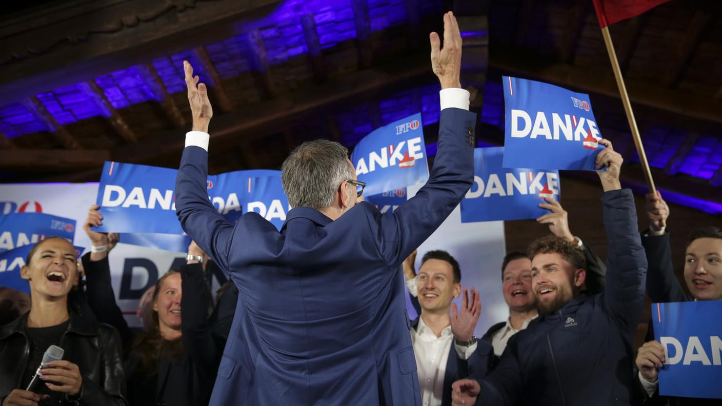 I festeggiamenti a Vienna di Herbert Kickl e dei supporter della FPÖ