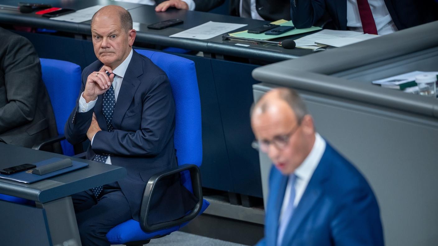Merz e Scholz, qui ripresi insieme lo scorso ottobre durante un dibattito al Bundestag