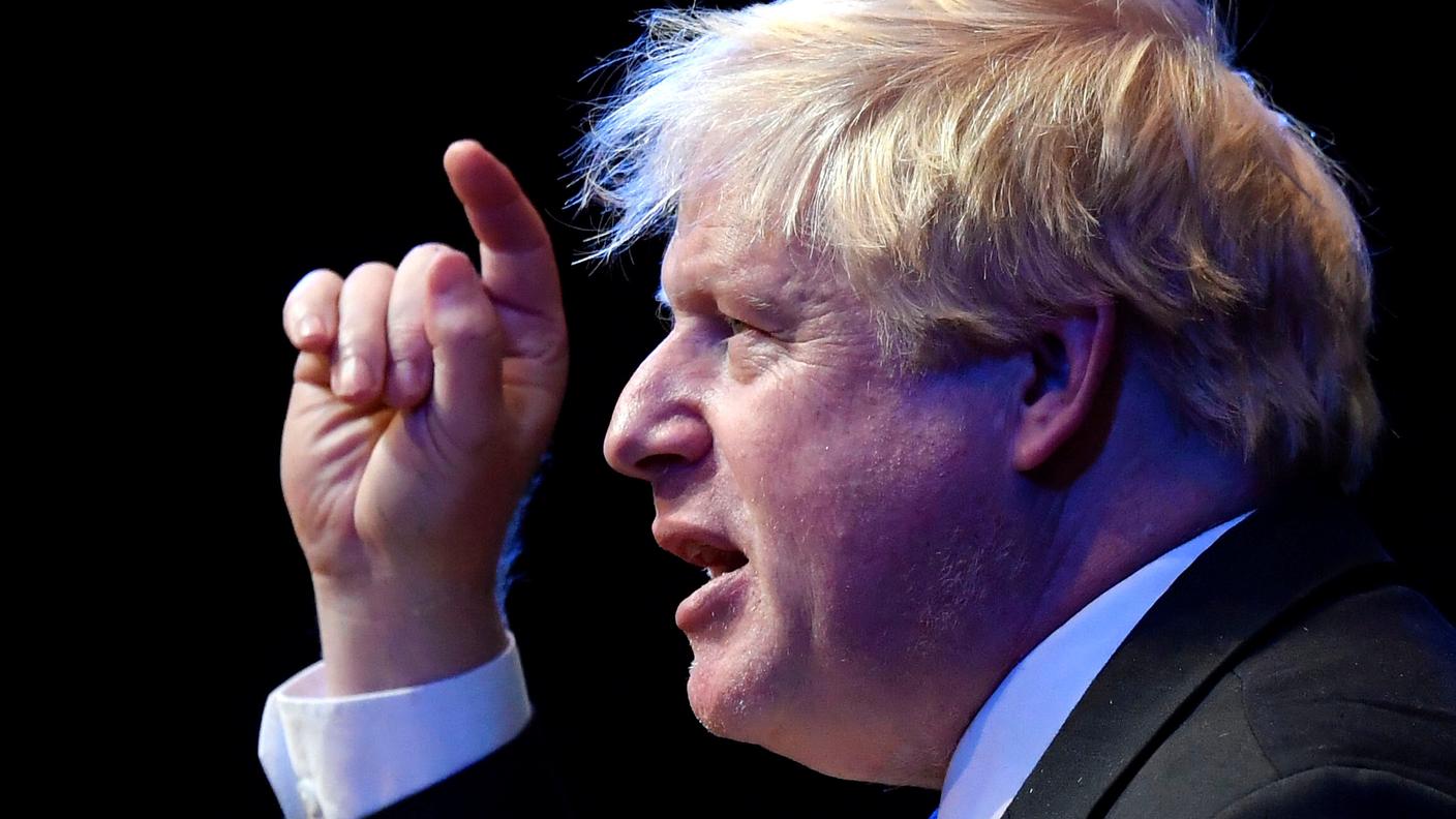 Boris Johnson in un'immagine scattata oggi a Birmingham