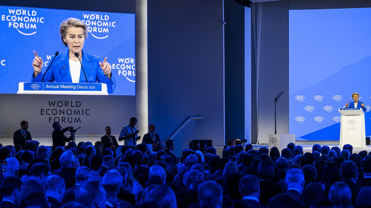 La presidente della Commissione UE, durante il suo discorso all'inaugurazione del WEF 2025