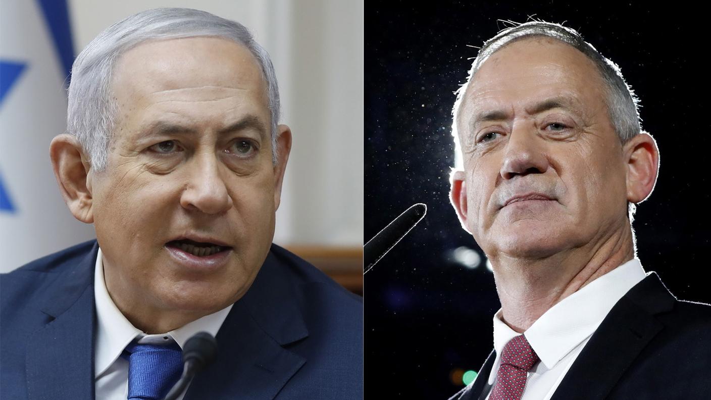 Il premier israeliano Benyamin Netanyahu e lo sfidante Benny Gantz