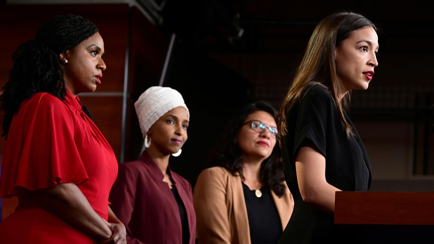 Ocasio-Cortez, Omar, Pressley e Tlaib in conferenza stampa