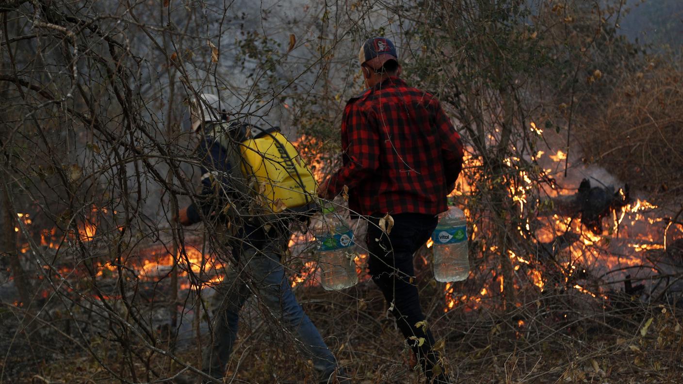 Impegnati nella lotta alle fiamme, a supporto dei pompieri e dei militari, anche numerosi volontari civili