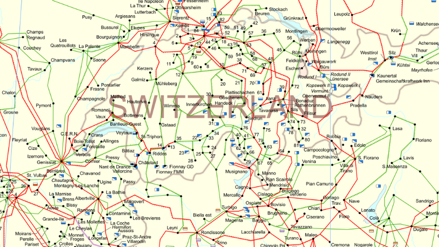 Dettaglio della rete in Svizzera