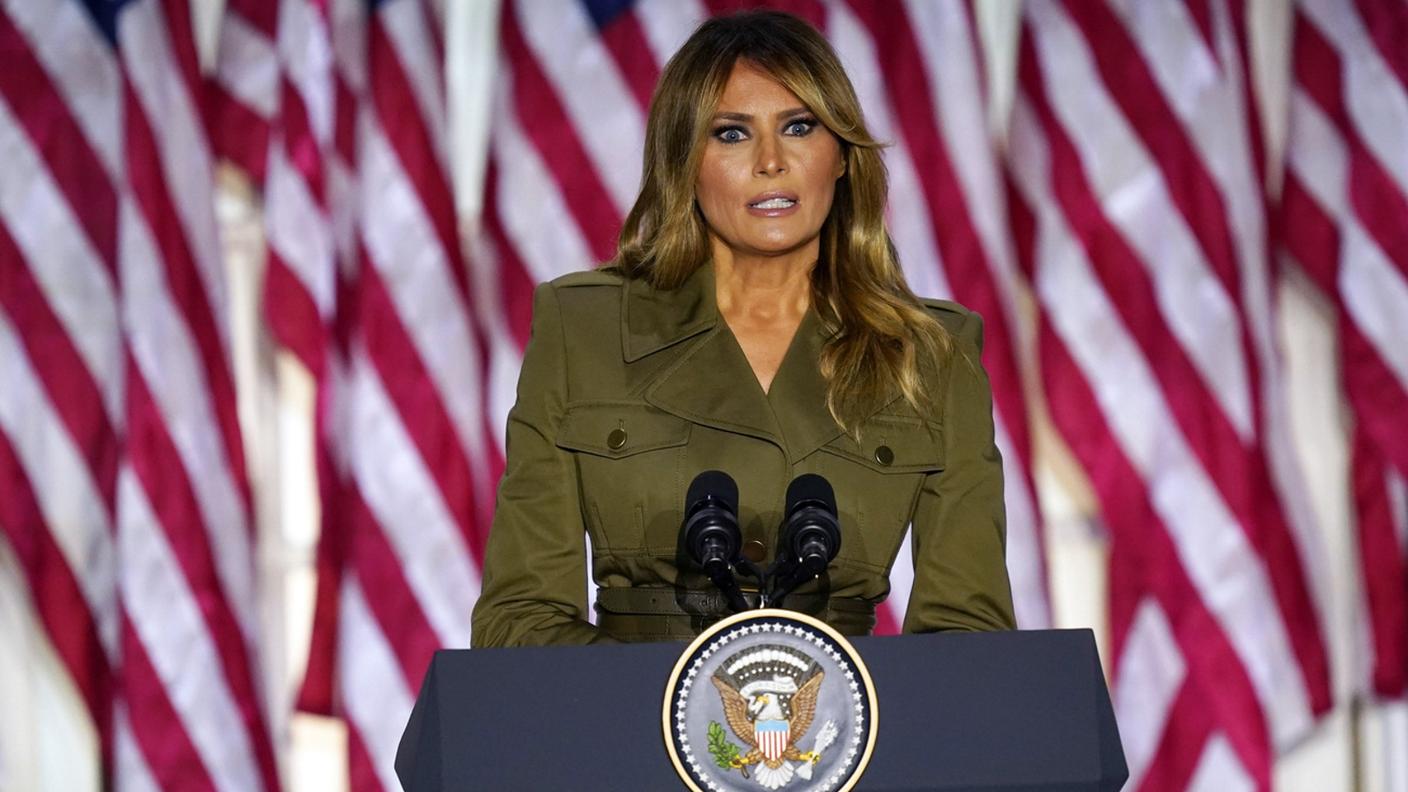Melania Trump durante il suo discorso di martedì sera alla convention repubblicana