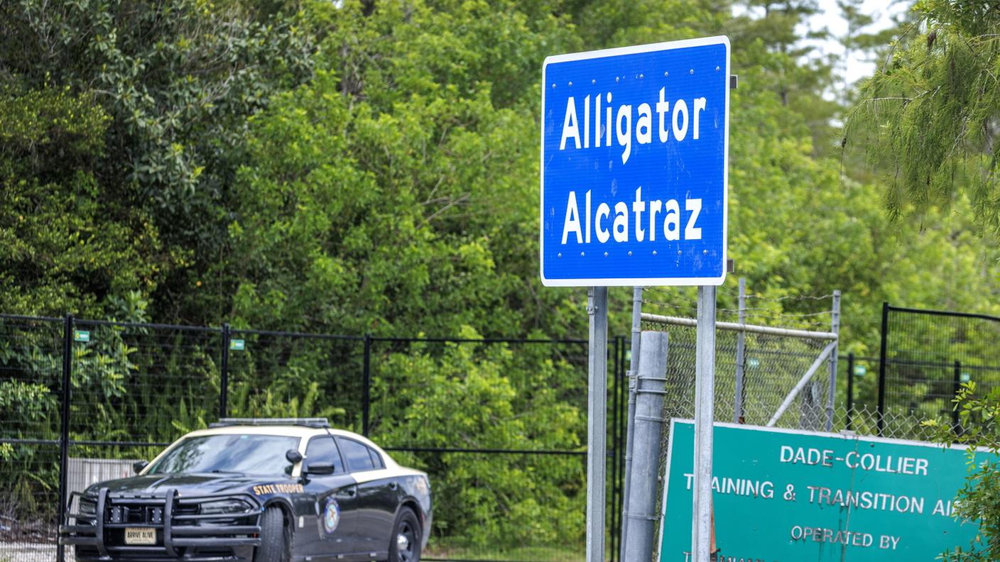 L'entrata di Alligator Alcatraz ad Ochopee in Florida