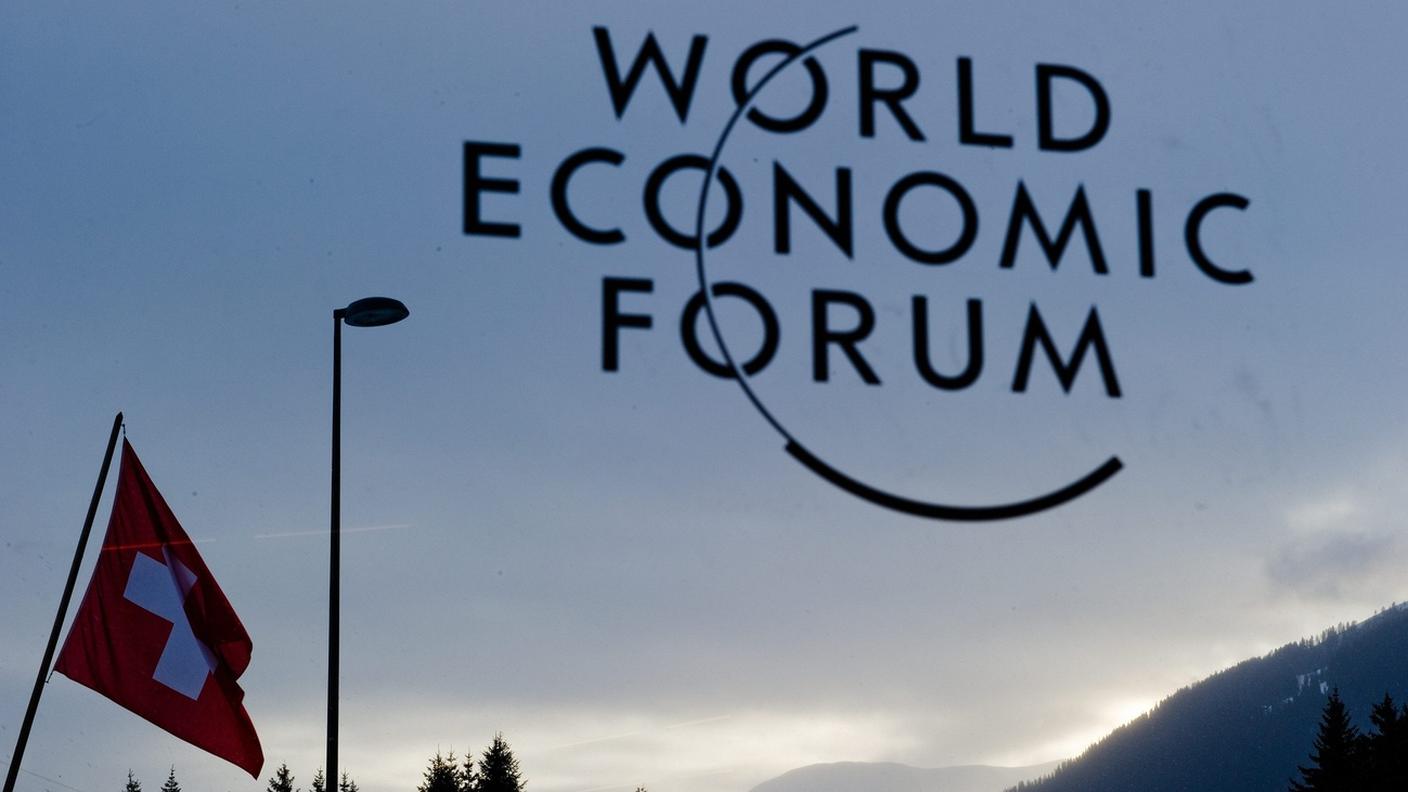 Il logo del WEF a Davos, 2011