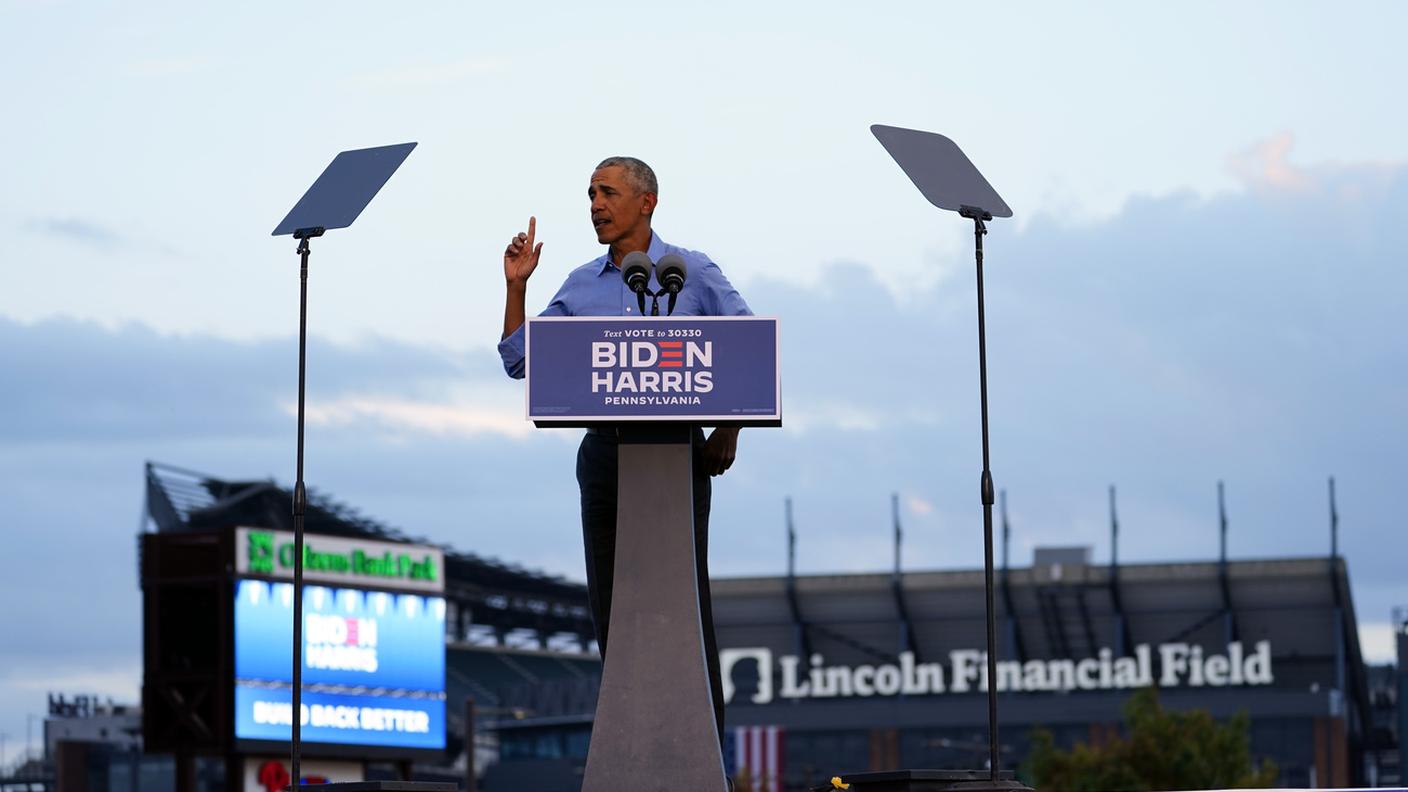 Obama durante il comizio a Philadelphia