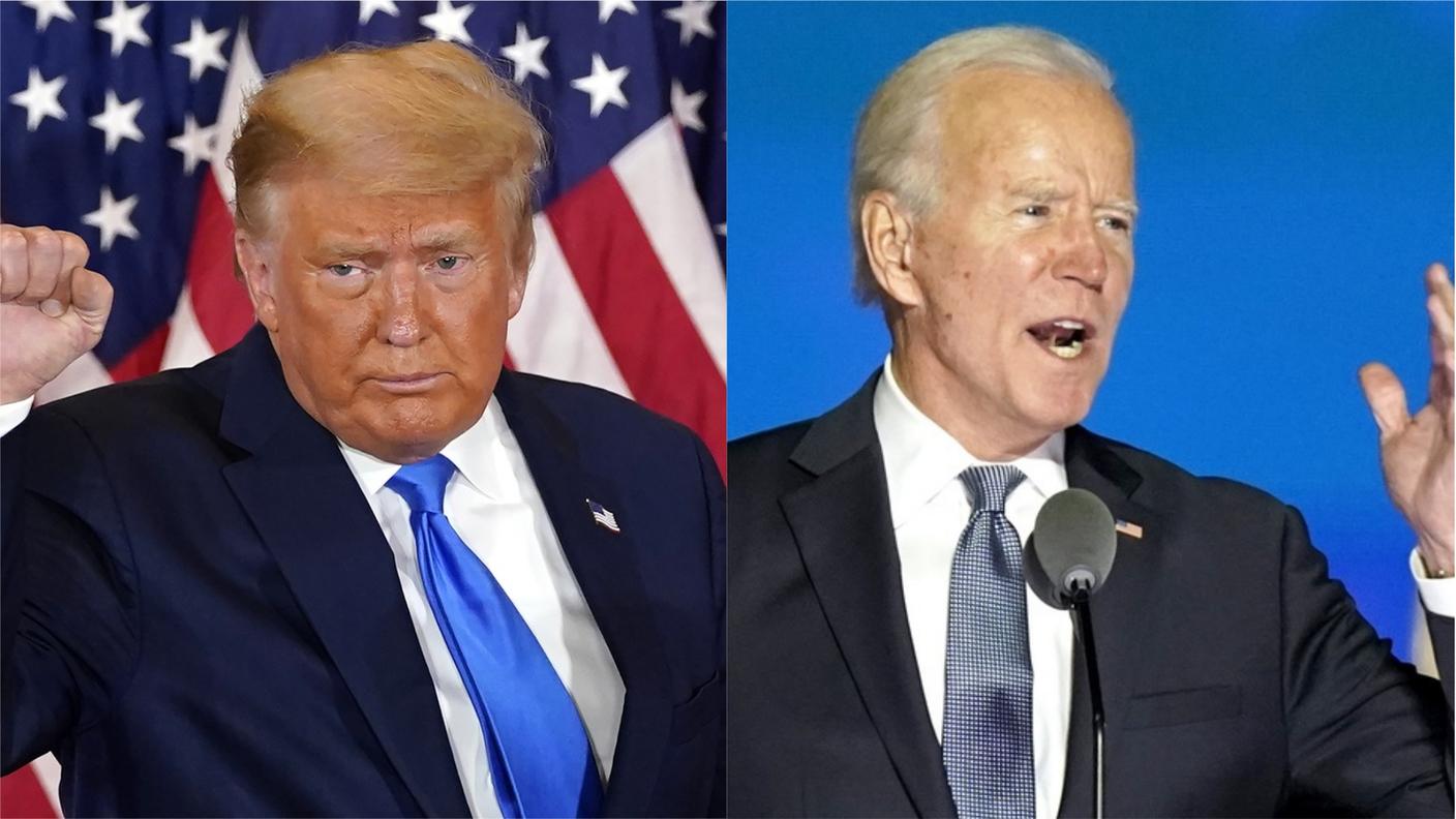 Il presidente statunitense Donald Trump e lo sfidante Joe Biden