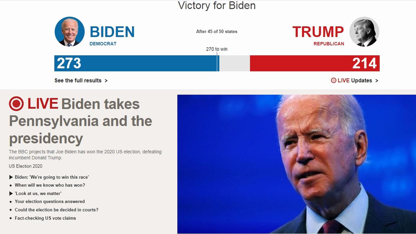 La prima pagina della BBC