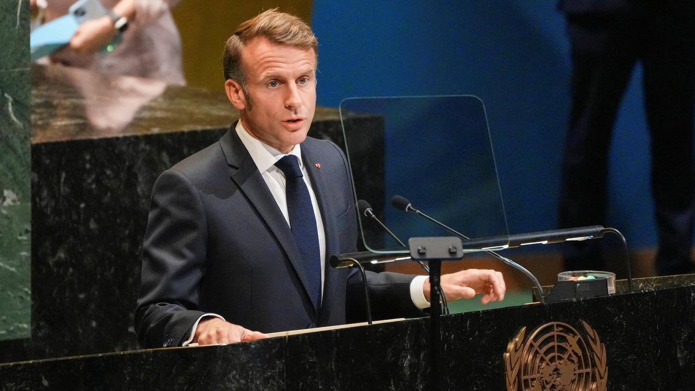 Il presidente francese Manuel Macron all'ONU