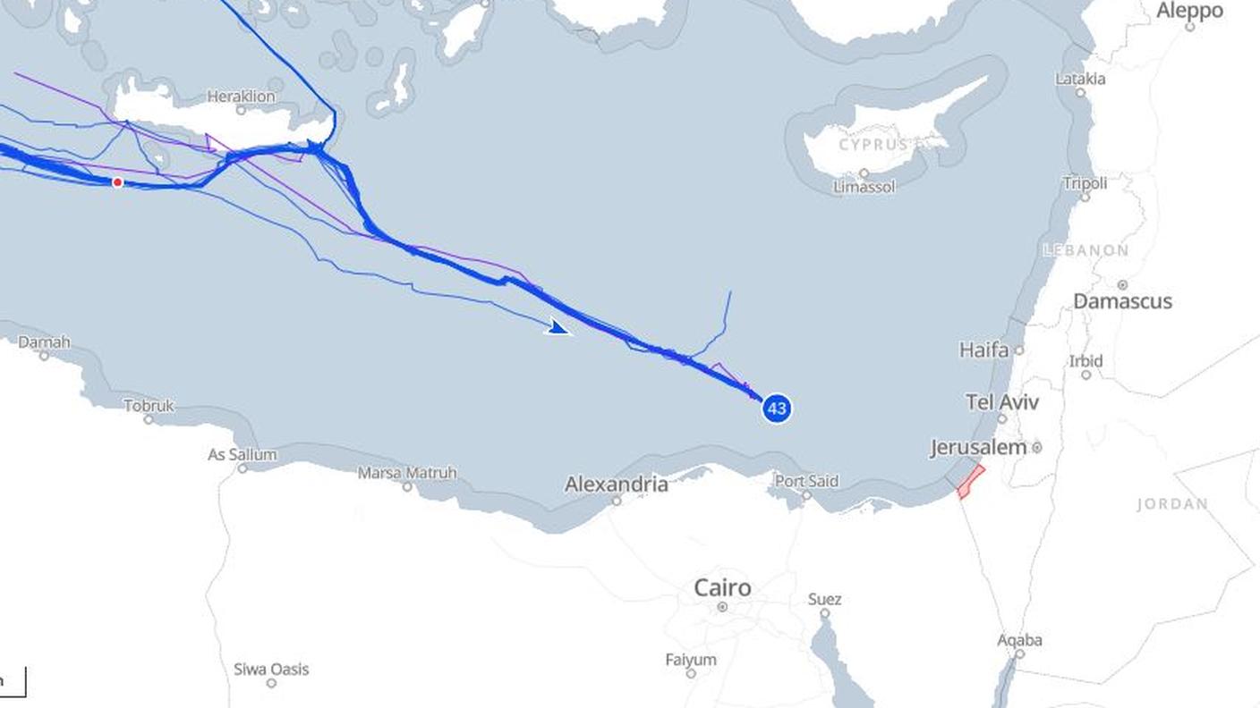 La posizione della Flotilla il 1° ottobre 2025 alle 08.15