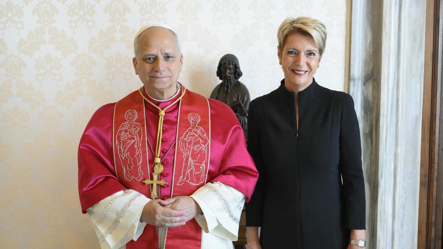 Papa Leone XIV e la presidente della Confederazione, Karin Keller-Sutter