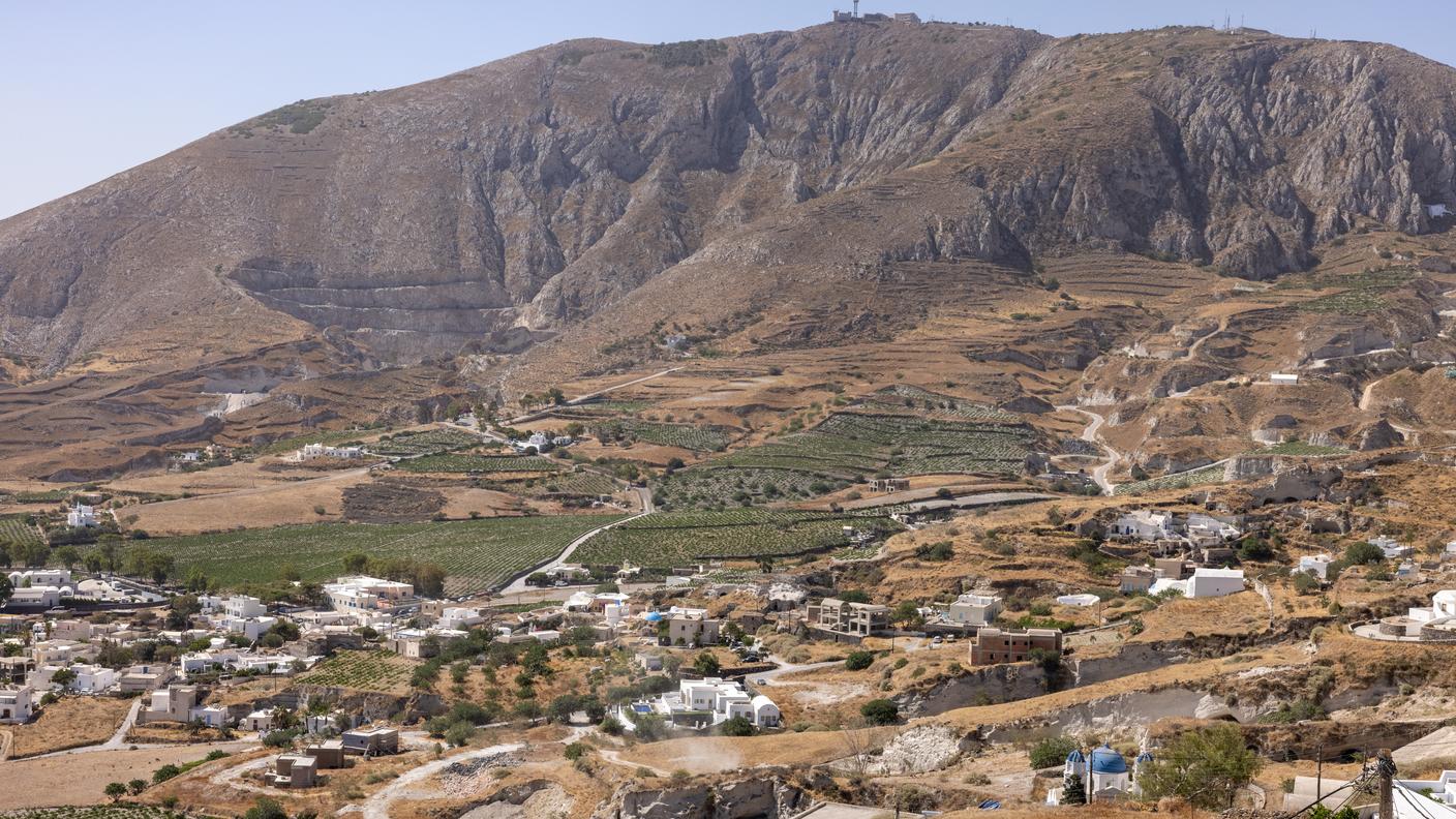 Terreni agricoli sull'isola di Santorini