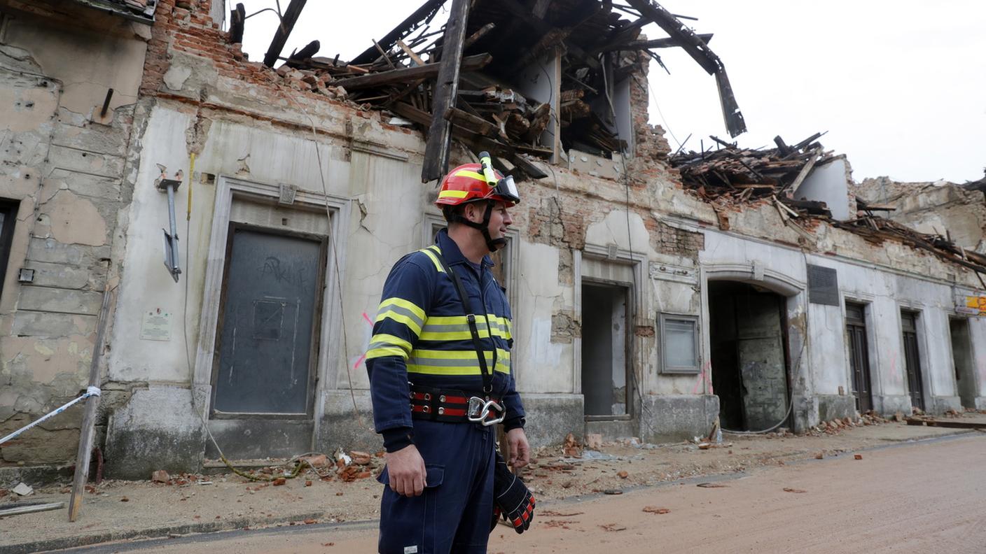 Un'immagine scattata oggi nell'area colpita dal terremoto
