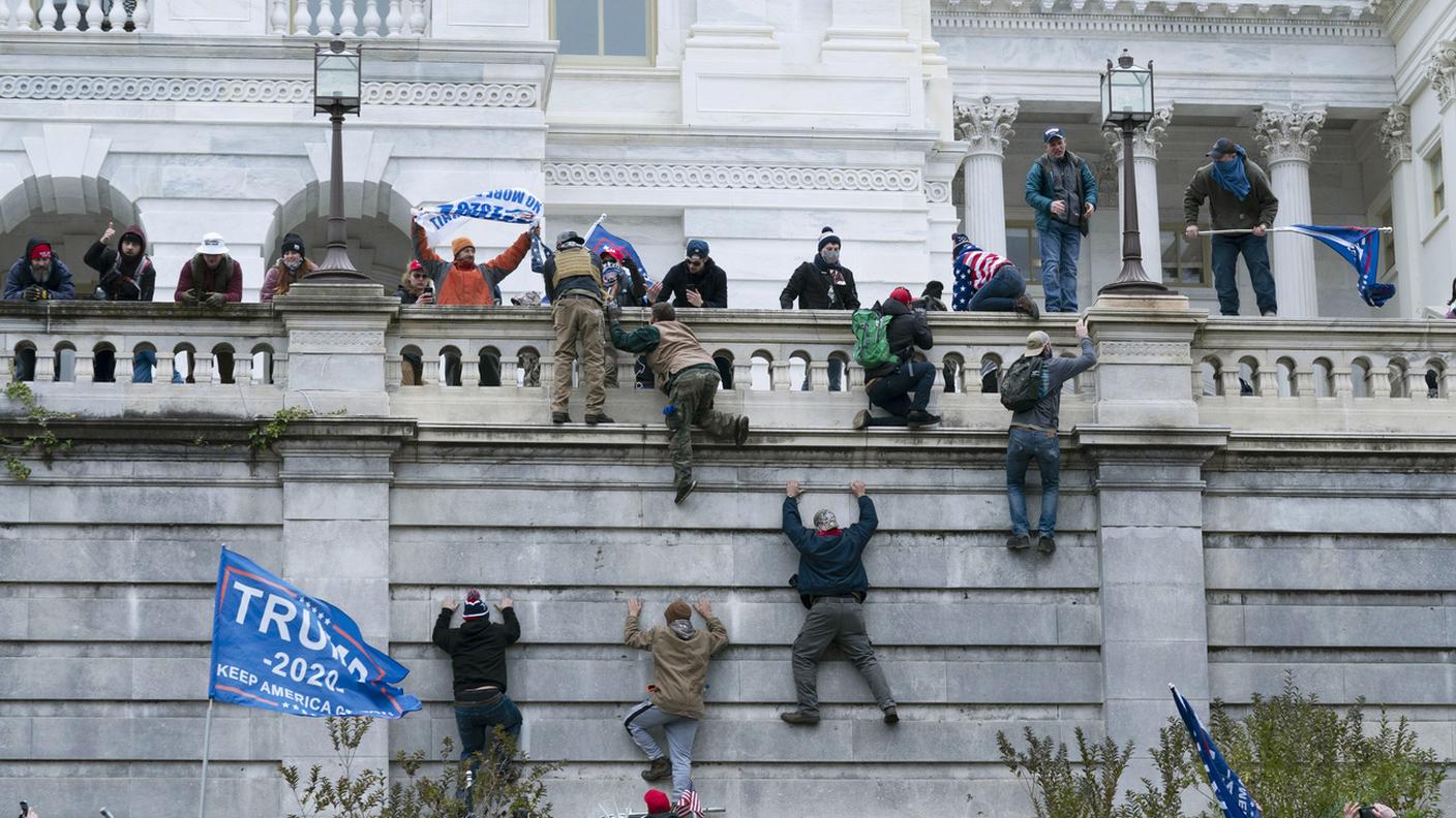 Durante gli scontri al Campidoglio
