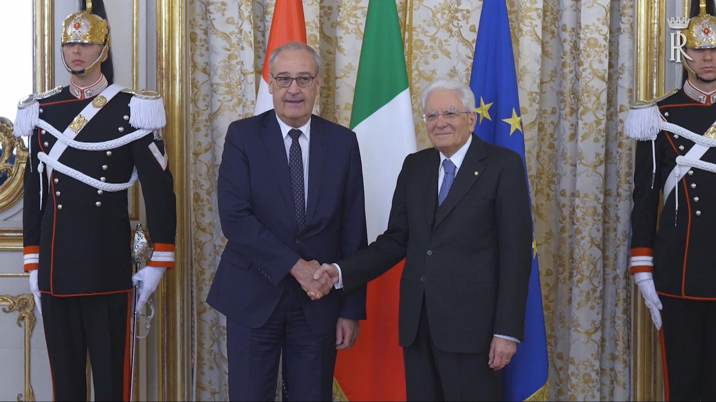 Il presidente della Confederazione Guy Parmelin e il presidente della Repubblica Sergio Mattarella