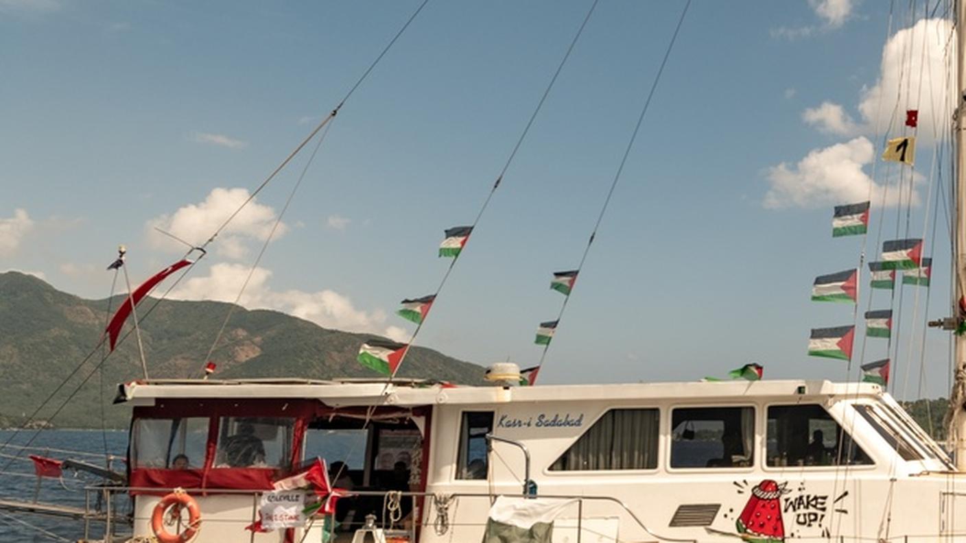 Un'imbarcazione della Global Sumud Flotilla, foto del 14 maggio 2026