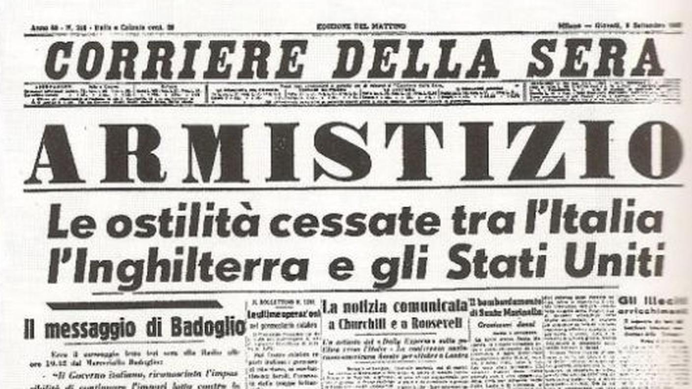 Prima pagina del Corriere della Sera del 19 settembre 1943