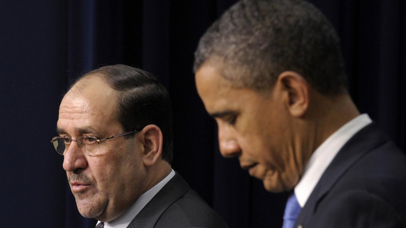 Il primo ministro iracheno Nouri Al-Maliki e il presidente statunitense Obama