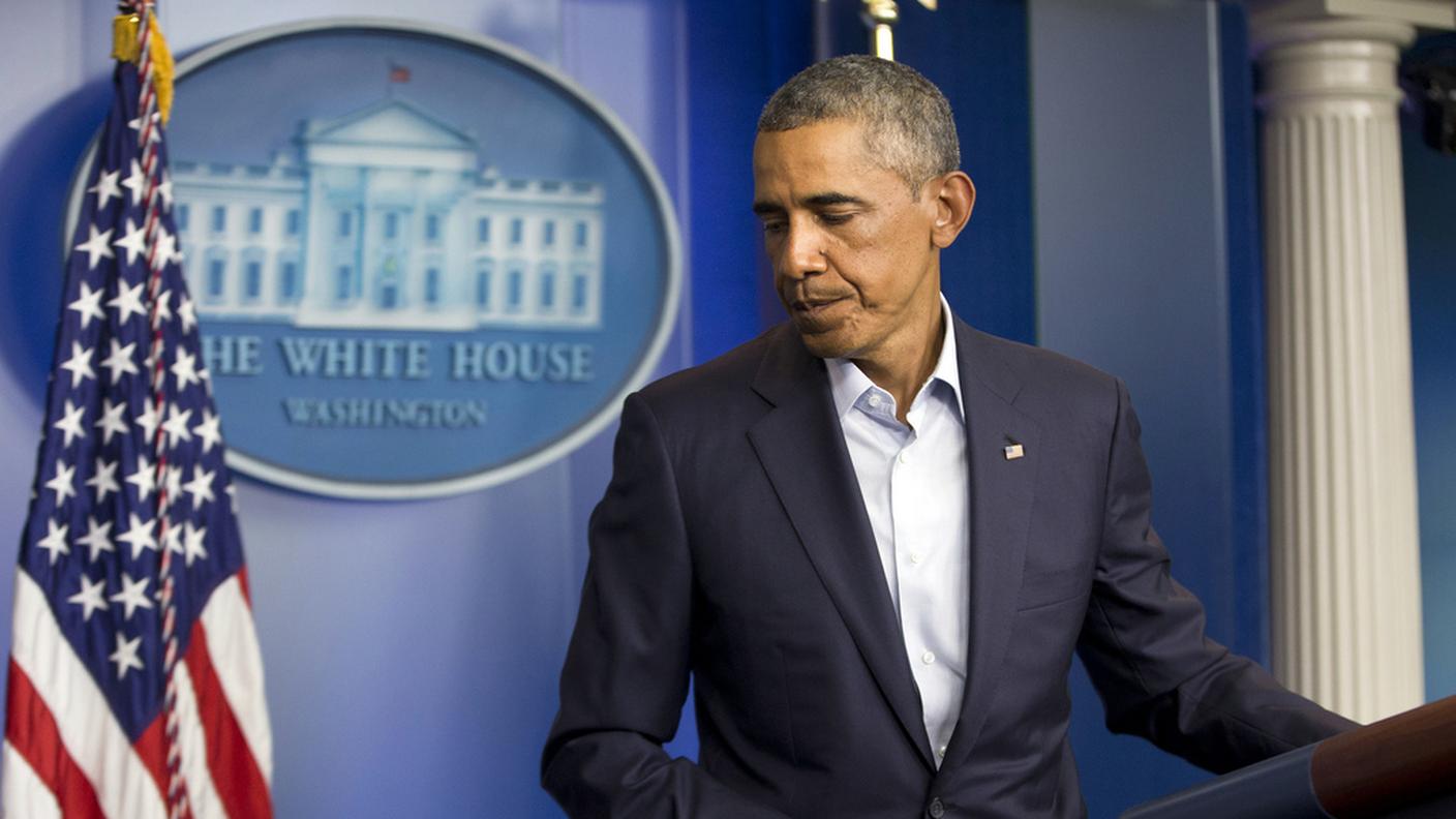 Obama durante la conferenza stampa alla Casa Bianca