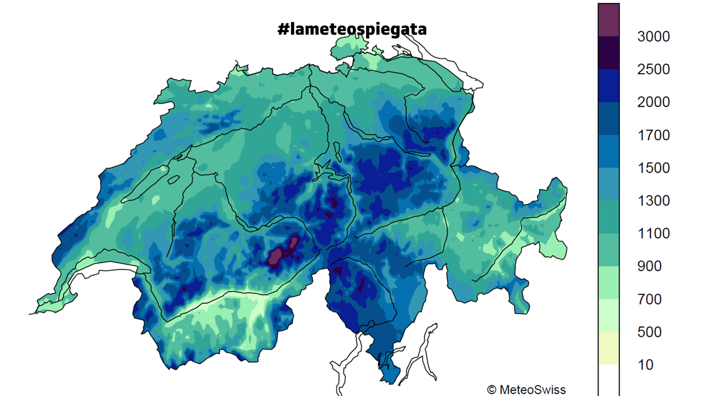 La distribuzione media delle precipitazioni in Svizzera