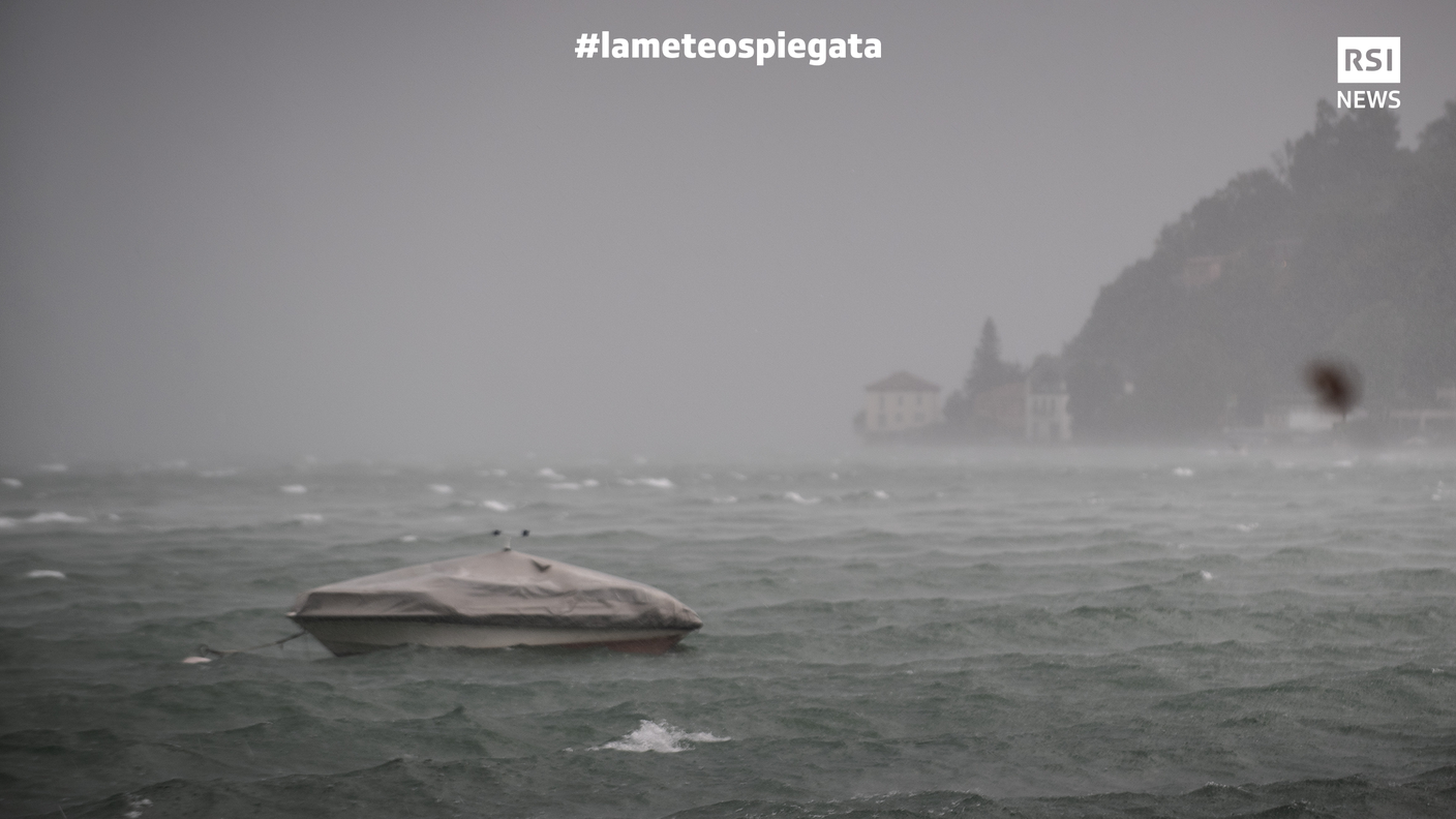 Il Lago di Lugano sferzato da un forte temporale estivo il primo agosto 2018