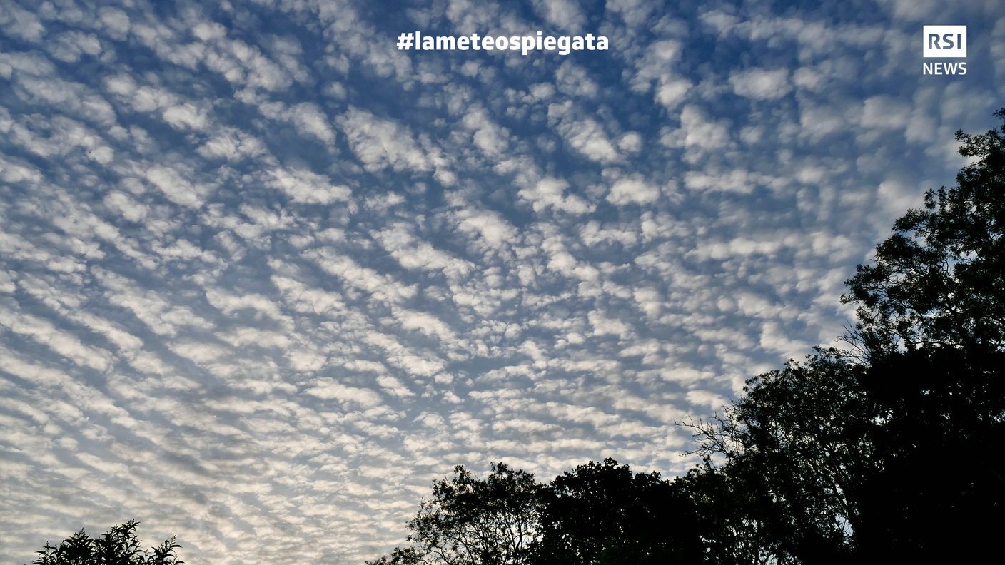 Cirrocumulo - Nubi che si presentano sotto forma di sottili macchie bianche, a banchi o strati, senza ombre proprie, costituite da un insieme di piccoli batuffoli isolati o collegati tra di loro e disposti in modo più o meno ordinato. La maggior parte delle nubi ha un’estensione orizzontale apparente inferiore a 1 grado.