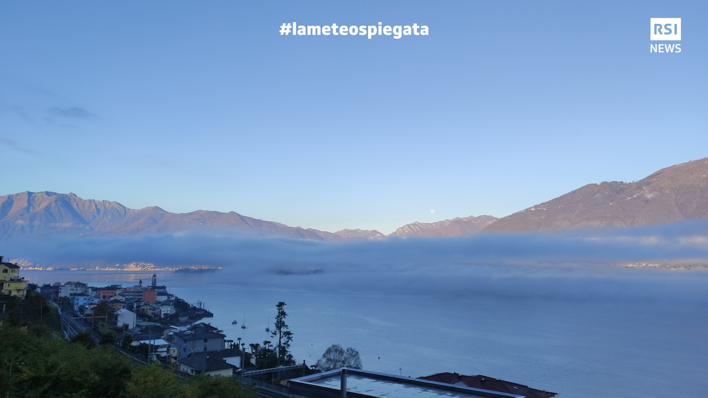 Strato nebusolo (nebbia) sul Verbano a Gerra Gambarogno