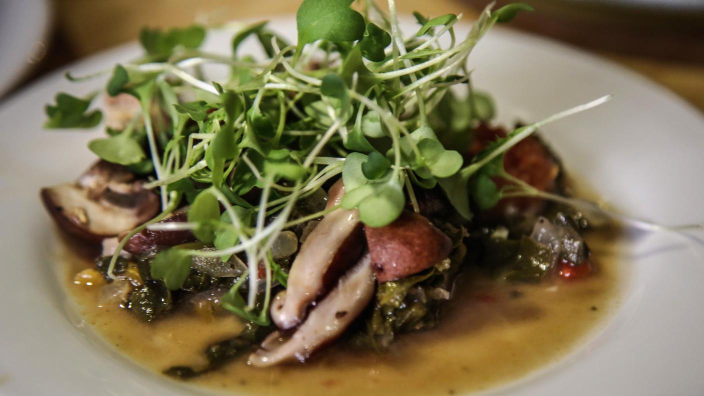 Okra (Quinbombò) con funghi e spinaci