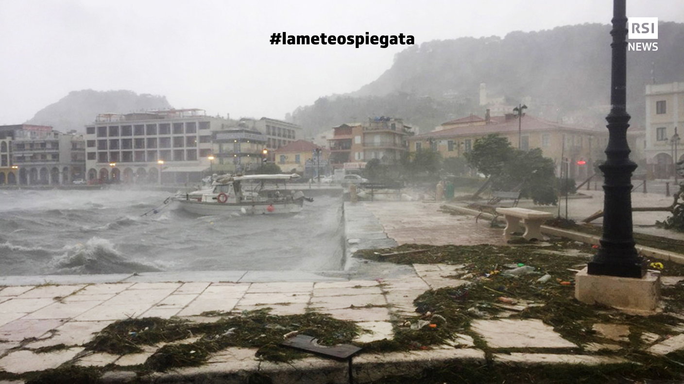 Un "medicane" che ha flagellato l'isola greca di Zante il 18 settembre 2021