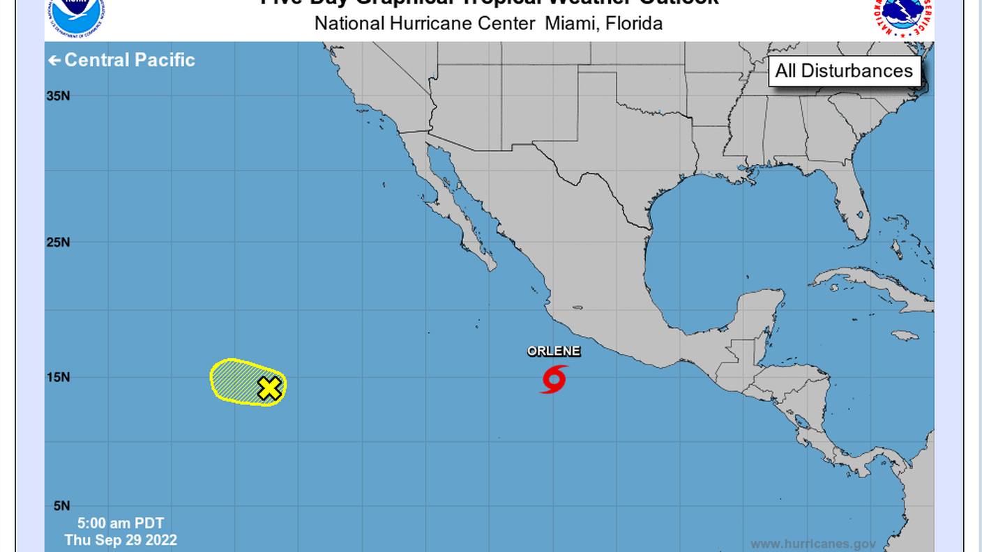 Le previsioni del NOAA per il Pacifico orientale (stato 29.9)