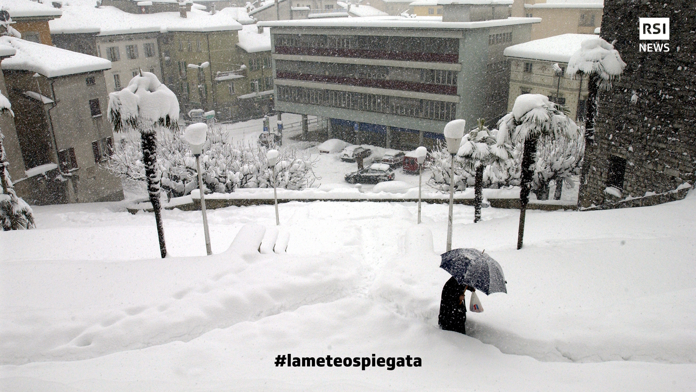 Nell'immagine la nevicata storica del 2006, qui a Mendrisio