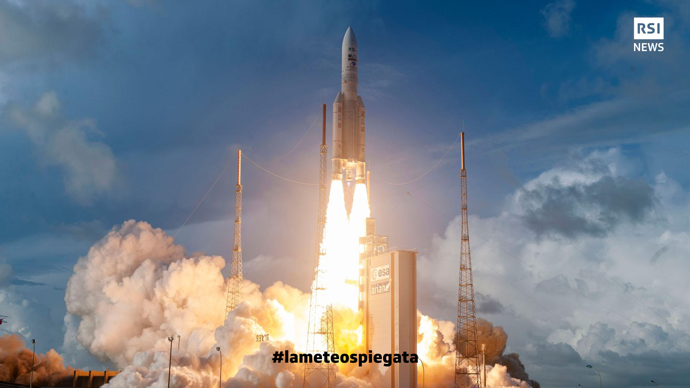 Il momento del lancio del satellite MTG-i1 dalla base di Kourou