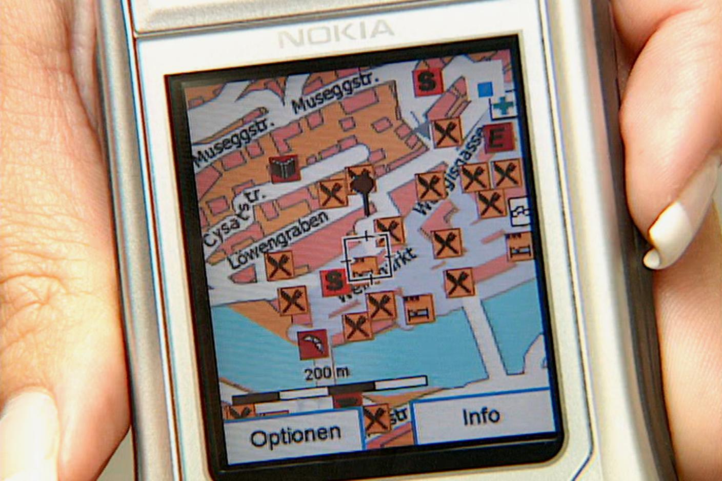 L’app di mapping per cellulare di Endoxon mostrava negozi, ristoranti e altri punti di interesse più vicini già nel 2005