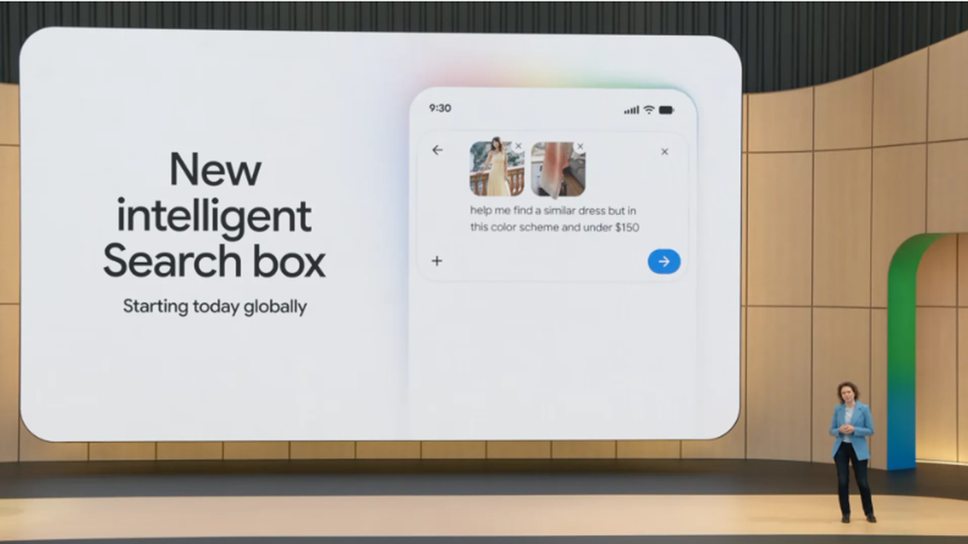 Ecco come apparirà il box di ricerca di Google da un momento della presentazione 