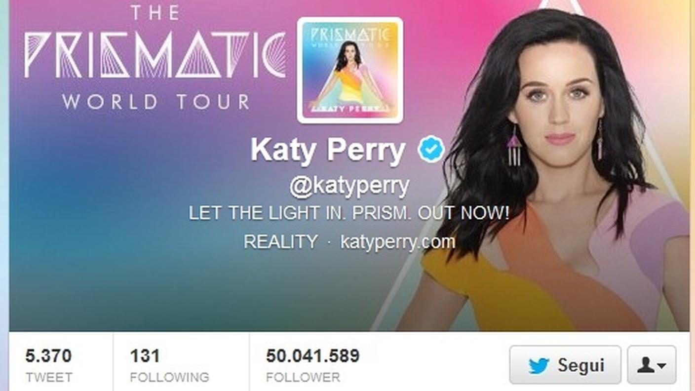La pagina Twitter di Katy Perry