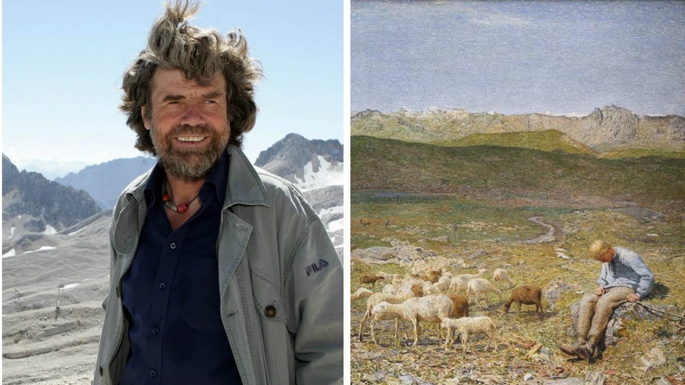 Reinhold Messner e un dipinto di Giovanni Segantini