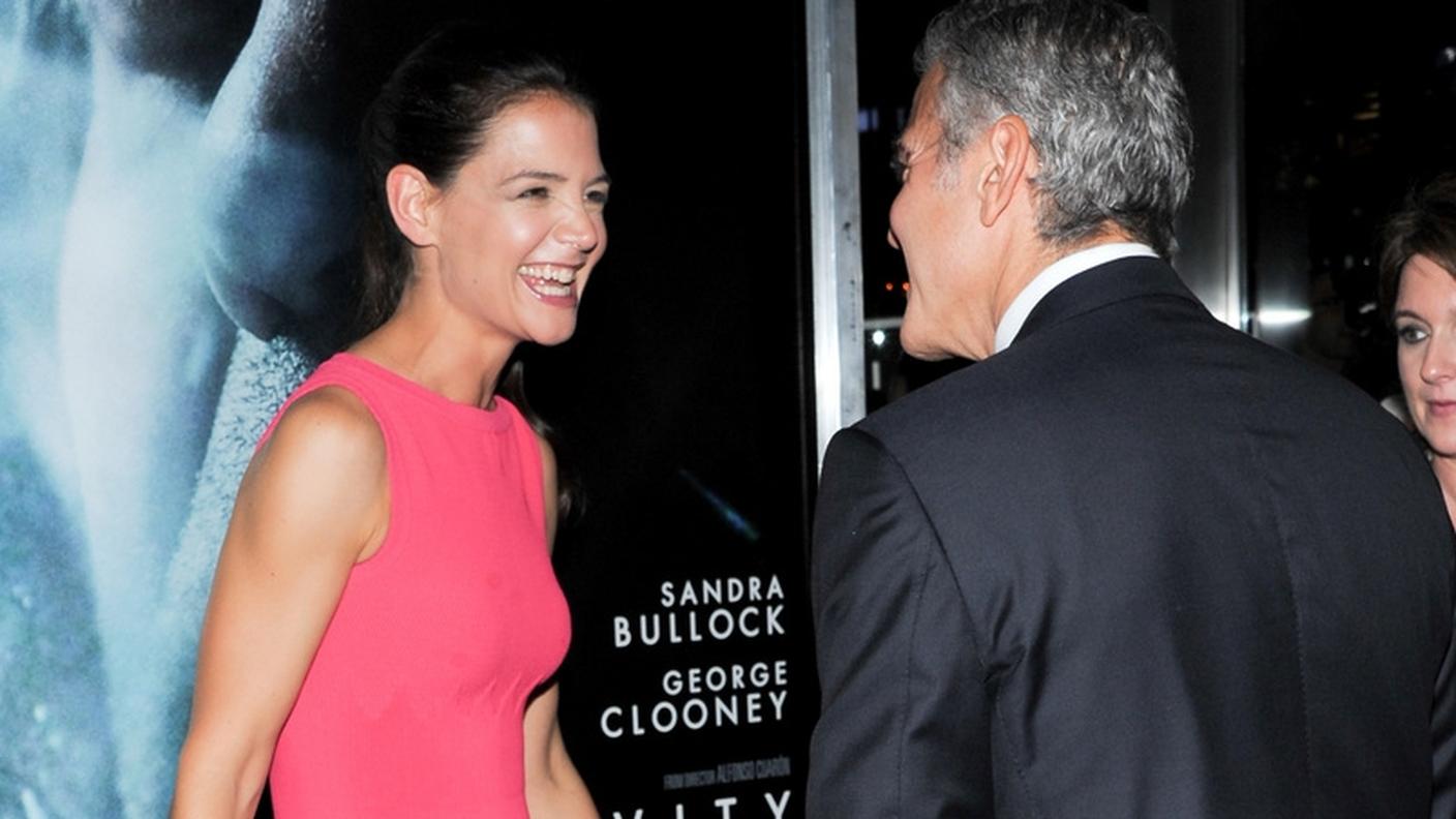 I due attori, molto sorridenti alla prima del nuovo film di George  ky.JPG